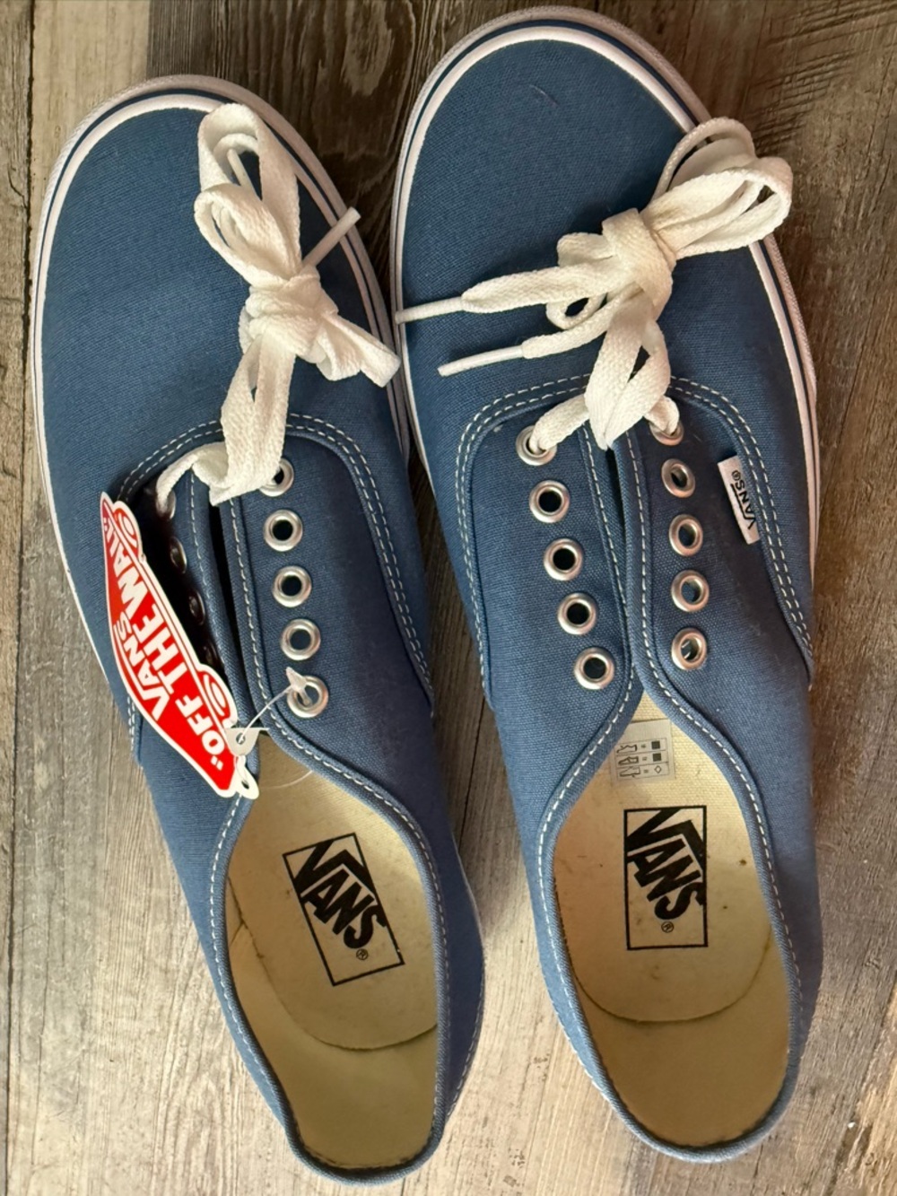 Vans Blue Canvas Low-Top Sneakers with White Laces